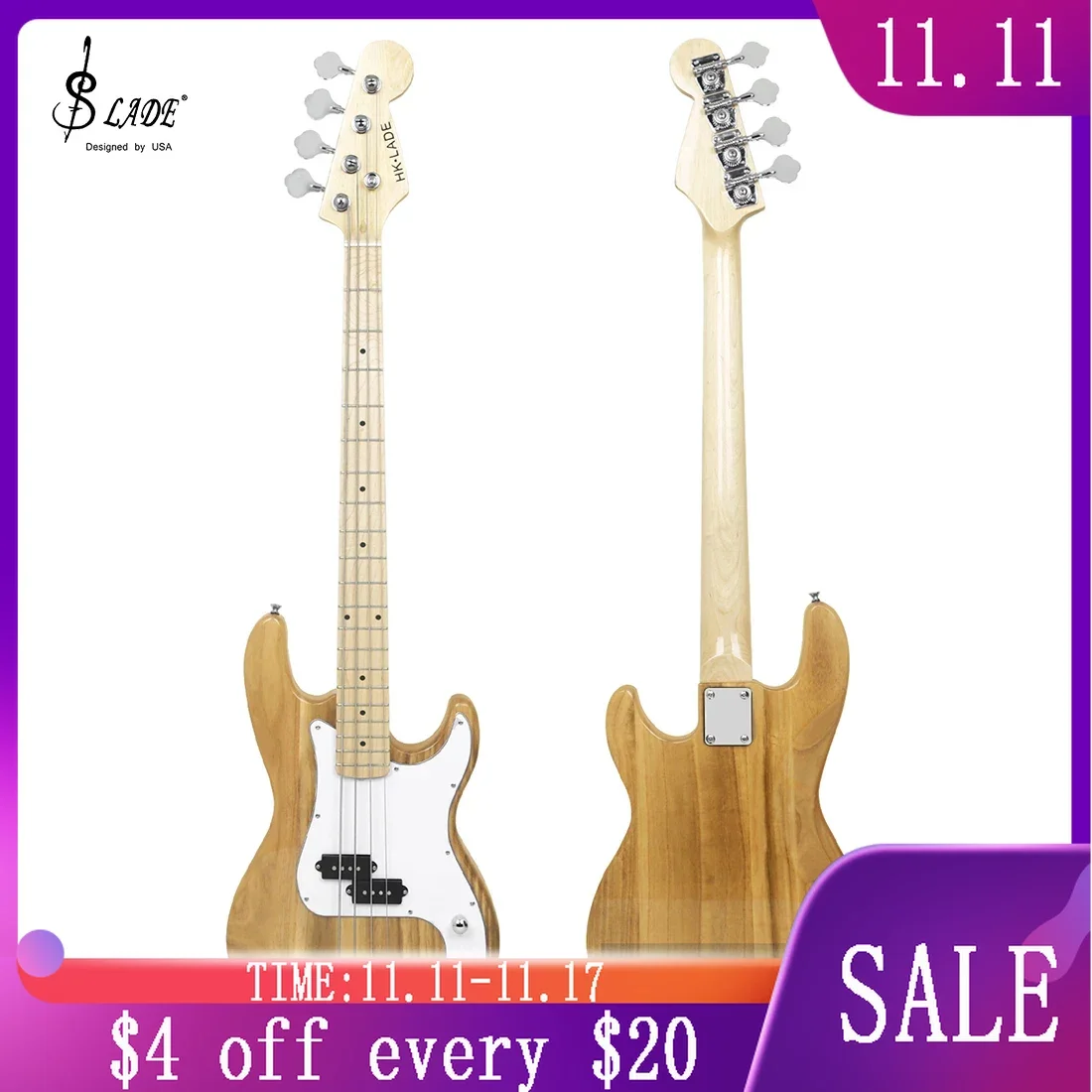 SLADE New Electric Bass Guitar 4 Strings 20 Frets Electric Bass Set Maple Fingerboard Maple Neck Electric Bass with Amplifier 
SLADE New Electric Bass Guitar 4 Strings 20 Frets Electric Bass Set Maple Fingerboard Maple Neck Electric Bass with Amplifier