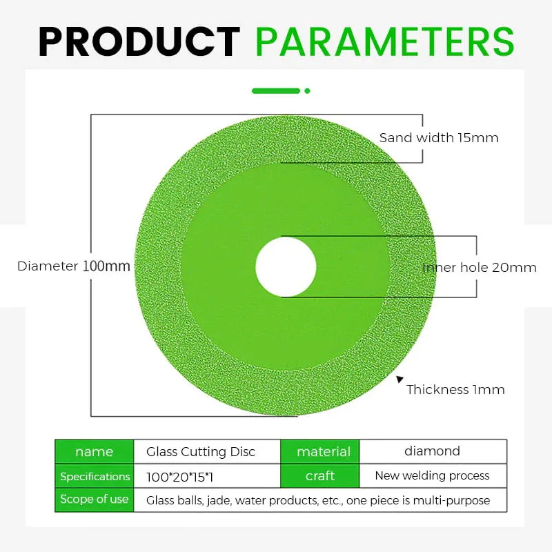 100mm Glass Cutting Disc Diamond Marble Saw Blade Ceramic Tile Jade Special Polishing Cutting Blade Sharp Brazing Grinding Disc
100mm Glass Cutting Disc Diamond Marble Saw Blade Ceramic Tile Jade Special Polishing Cutting Blade Sharp Brazing Grinding Disc