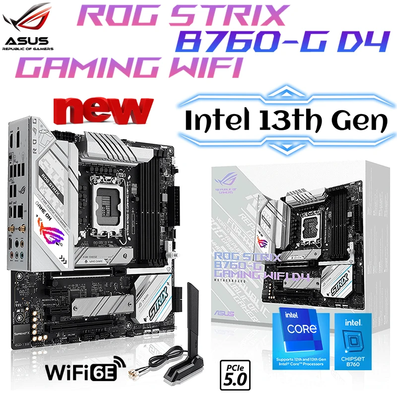 

ASUS ROG STRIX B760-G GAMING WIFI D4 LGA 1700 Motherboard Support Intel Core 13th and 12th Gen CPU DDR4 PCIe 5.0 Placa Mãe New