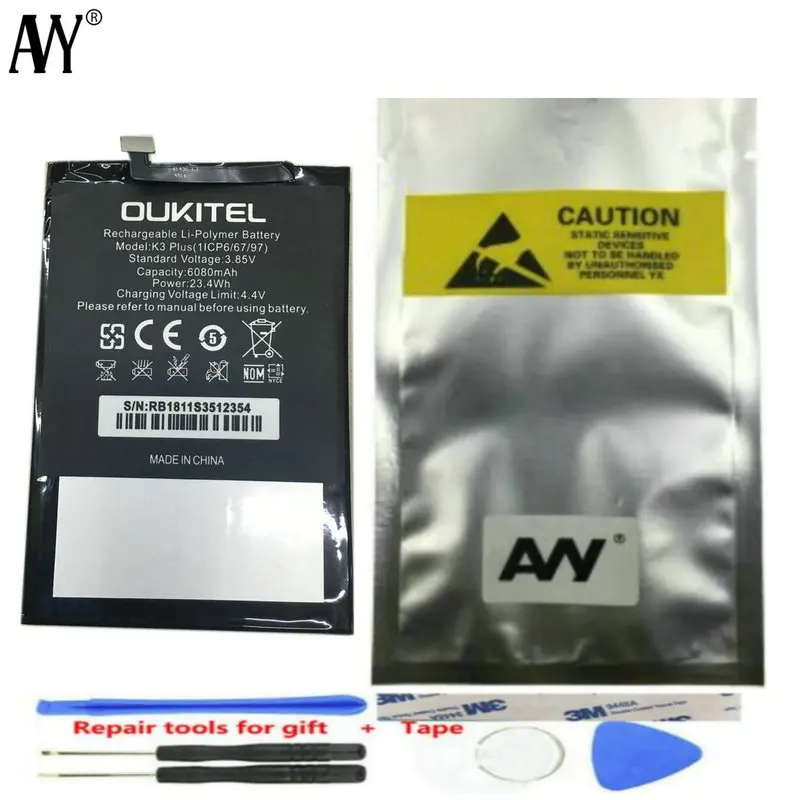 Аккумулятор AVY для Oukitel K3 Plus, 11CP6/67/97, 6080 мАч, литий-ионные аккумуляторы, аксессуары
Аккумулятор AVY для Oukitel K3 Plus, 11CP6/67/97, 6080 мАч, литий-ионные аккумуляторы, аксессуары