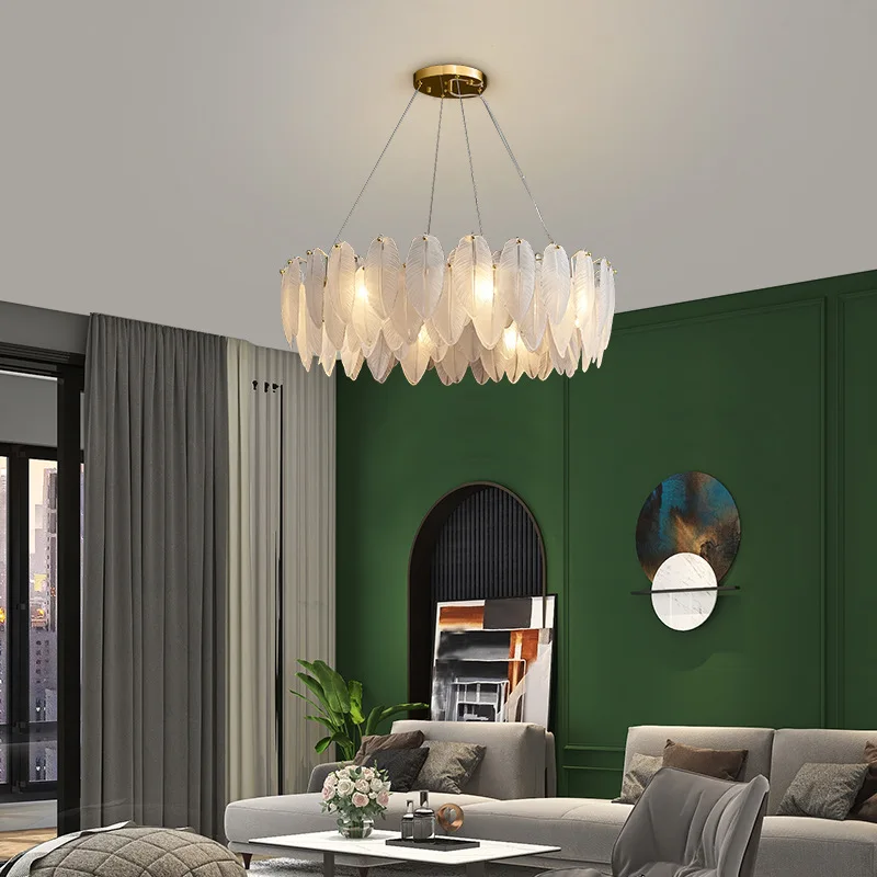 LED Art Deco Postmodern White Glass Goose Feather Designer Chandelier Lighting Lustre Suspension Luminaire Lampen For Foyer
LED Art Deco Postmodern White Glass Goose Feather Designer Chandelier Lighting Lustre Suspension Luminaire Lampen For Foyer