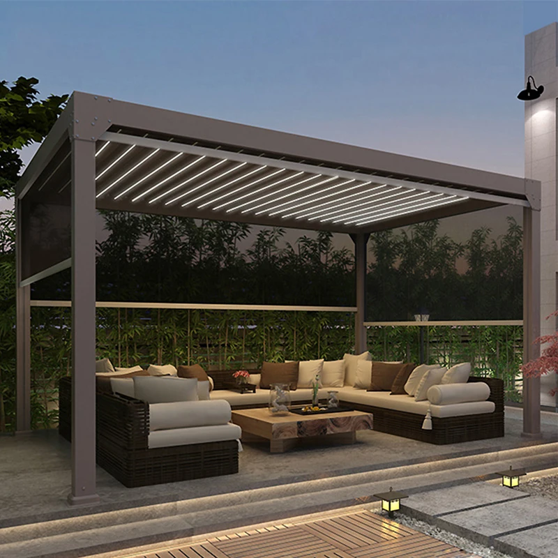 Outdoor Waterproof Pergola Opening Roof Louver Retractable Aluminium Remote Control Arches Arbours Garden Pergola
Outdoor Waterproof Pergola Opening Roof Louver Retractable Aluminium Remote Control Arches Arbours Garden Pergola
