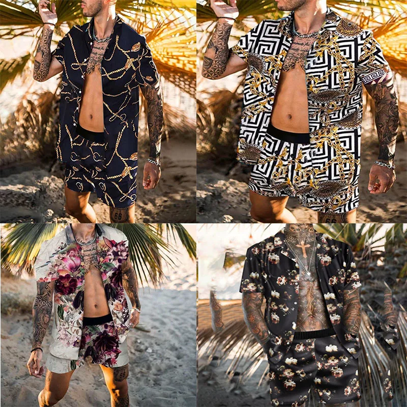 Fashion Hawaii Print Short Sleeve Shirt Set Men's Printed Shorts + Men's Daily Beach Shirt Two Piece
Fashion Hawaii Print Short Sleeve Shirt Set Men's Printed Shorts + Men's Daily Beach Shirt Two Piece