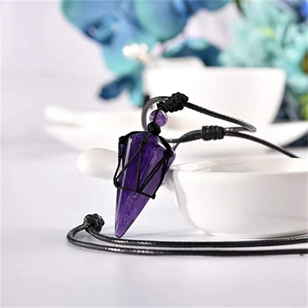 Amethyst Healing Crystal Necklace Adjustable Braided Rope Hexagonal Pointed Stone Pendant Reiki Quartz Jewelry for Women Men
Amethyst Healing Crystal Necklace Adjustable Braided Rope Hexagonal Pointed Stone Pendant Reiki Quartz Jewelry for Women Men
