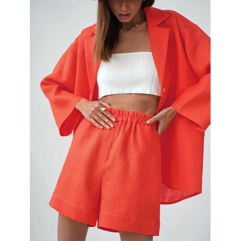 Summer White 100% Cotton Luxury Solid Shorts Suits Women 2022 Long Sleeve Casual Top Sets Wide Leg Shorts Sets 2 Pieces Outfits
Summer White 100% Cotton Luxury Solid Shorts Suits Women 2022 Long Sleeve Casual Top Sets Wide Leg Shorts Sets 2 Pieces Outfits