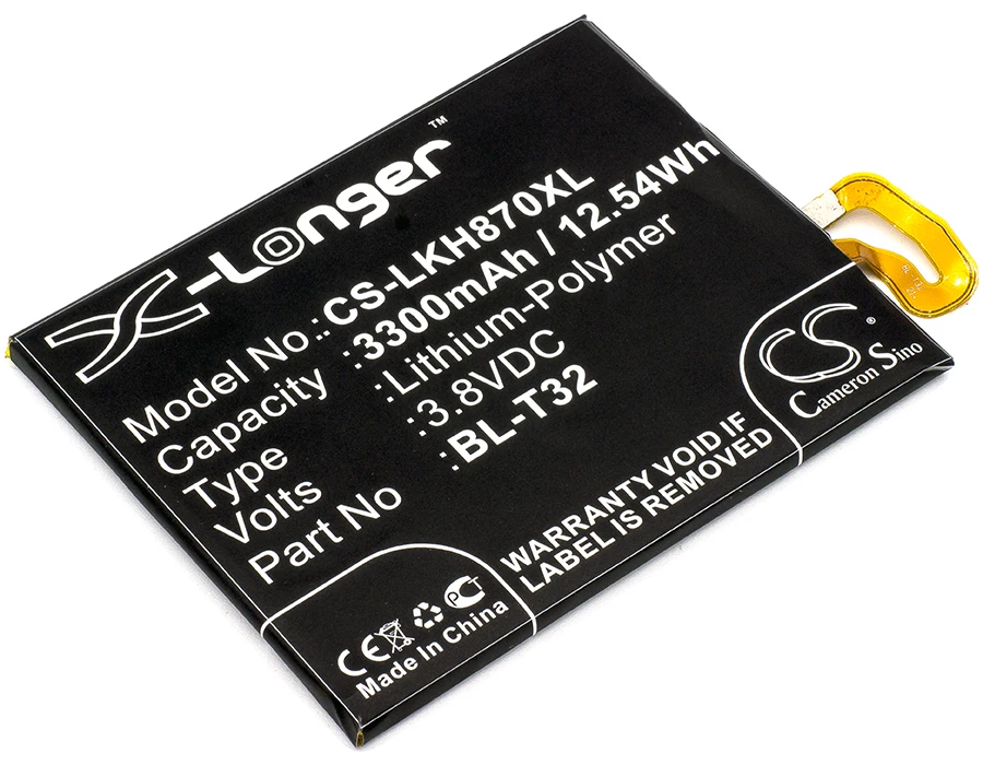 Cameron Sino For LG AS993,G6,G6 TD-LTE,G600KP,G600KR,G600LP,G600LR,G600S,G600SP,G600SR,H870AR,H870DS,H870DSU 3300mAh / 12.54Wh
Cameron Sino For LG AS993,G6,G6 TD-LTE,G600KP,G600KR,G600LP,G600LR,G600S,G600SP,G600SR,H870AR,H870DS,H870DSU 3300mAh / 12.54Wh