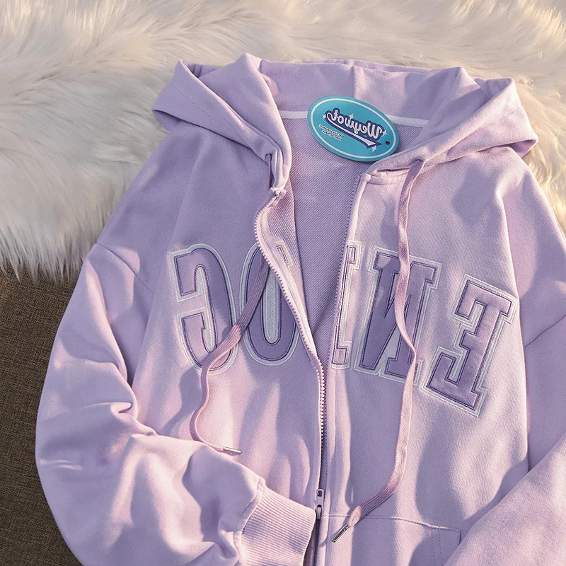 Letter Embroidery Hoodies Women High Street Retro Loose Sweatshirt Women Casual Simple Fresh Jackets Zip Up Hoodie Clothes Tops
Letter Embroidery Hoodies Women High Street Retro Loose Sweatshirt Women Casual Simple Fresh Jackets Zip Up Hoodie Clothes Tops