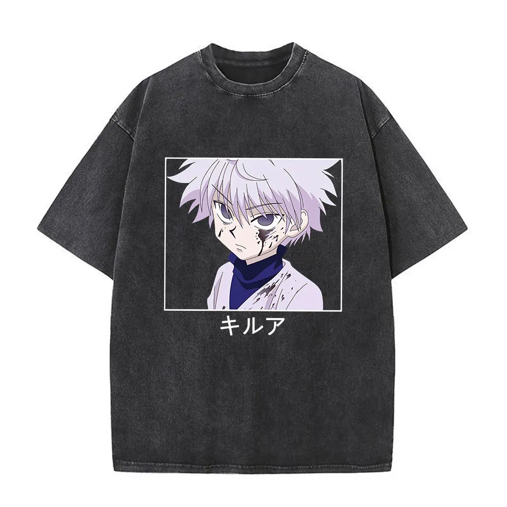 Anime Hunter X Hunter Washed T-shirt Killua Zoldyck Graphic Prine T-shirts Wash Vintage Black Streetwear Short Sleeves Tees Men
Anime Hunter X Hunter Washed T-shirt Killua Zoldyck Graphic Prine T-shirts Wash Vintage Black Streetwear Short Sleeves Tees Men