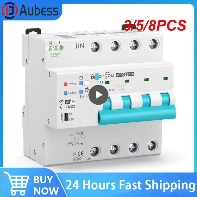 

3/5/8PCS Smart Life 63a Remote Control Metering Switch Tuya Measurement Circuit Breaker 4p Automatic Mcb Wireless Timer