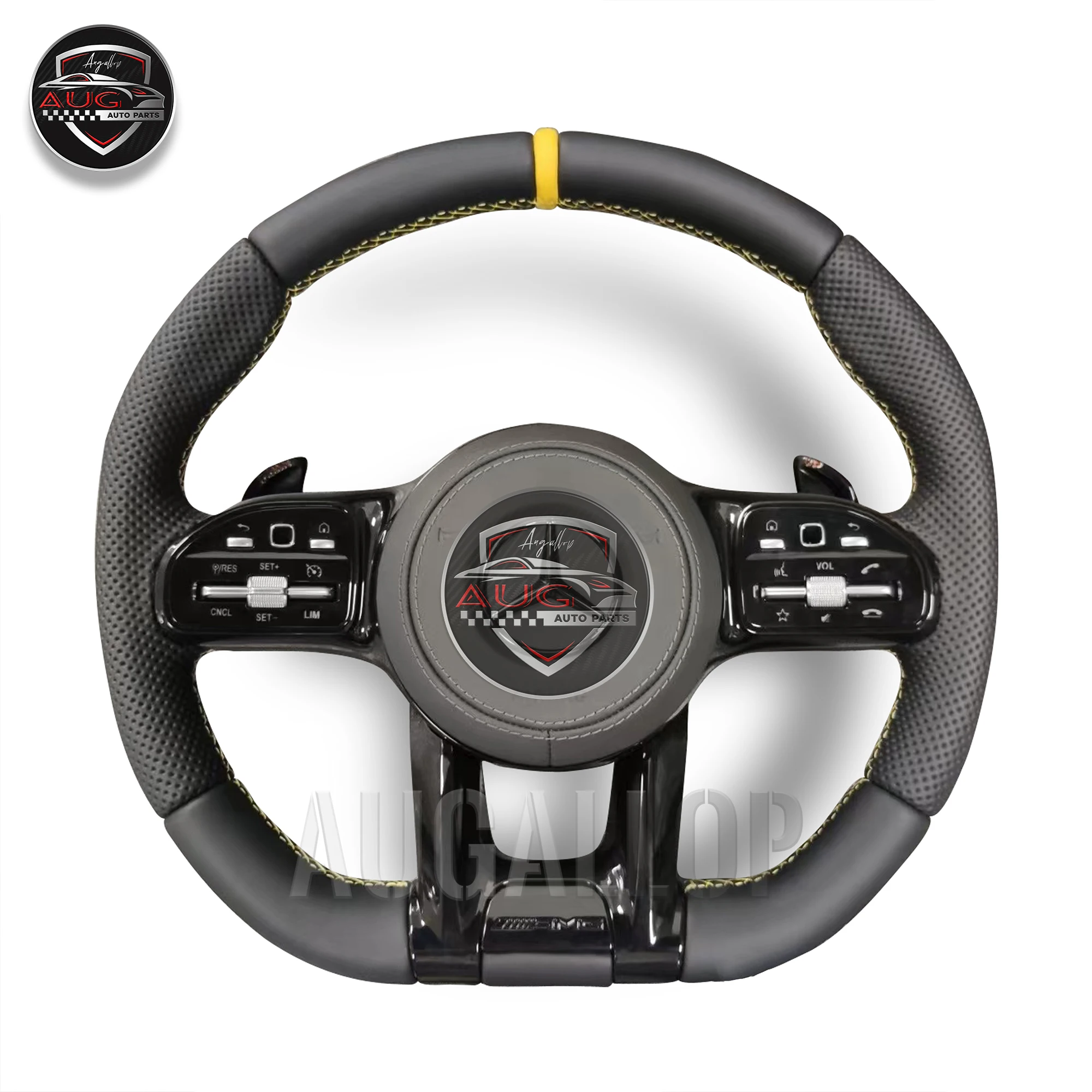 Mercedes-Benz AMG black Napapi steering wheel assembly yellow needle thread black button for off-road SUV(A002)
Mercedes-Benz AMG black Napapi steering wheel assembly yellow needle thread black button for off-road SUV(A002)