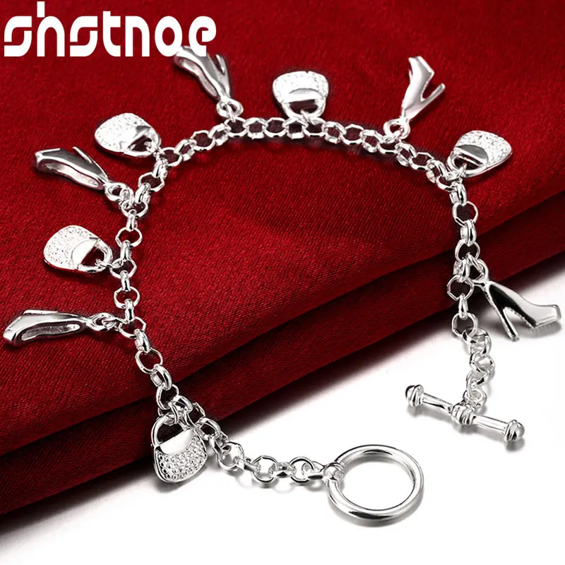 925 Sterling Silver High Heels Bag Pendant Bracelets For Women Charm Jewelry Fashion Wedding Engagement Party Gift
925 Sterling Silver High Heels Bag Pendant Bracelets For Women Charm Jewelry Fashion Wedding Engagement Party Gift