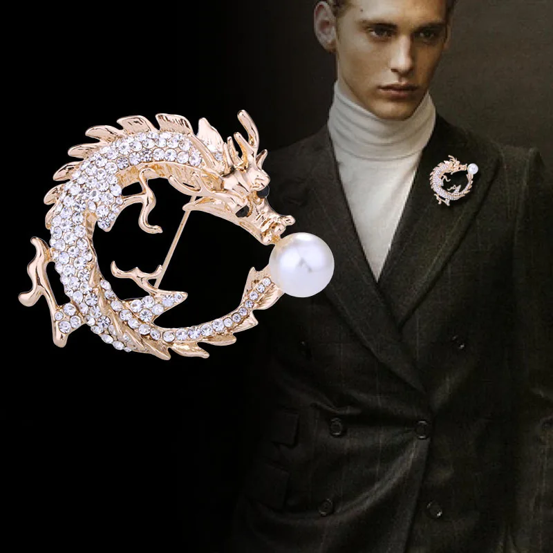 Fashion full of Rhinestone Chinese Dragon Brooch Pearl Animal Lapel Pin Badge Men Medal Clothing Accessories Gifts for Men 
Fashion full of Rhinestone Chinese Dragon Brooch Pearl Animal Lapel Pin Badge Men Medal Clothing Accessories Gifts for Men