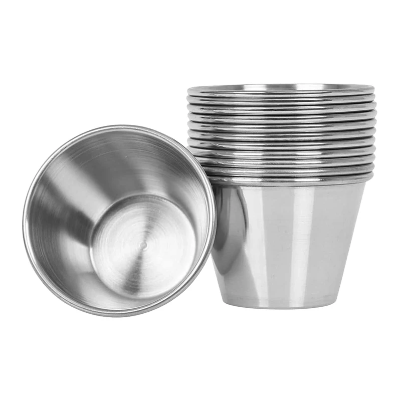 Pack of 12 - Premium Brushed Stainless Steel Condiment Sauce Cups Spices Pots Liquid Dips Bowls - 2.5Oz 70Ml
Pack of 12 - Premium Brushed Stainless Steel Condiment Sauce Cups Spices Pots Liquid Dips Bowls - 2.5Oz 70Ml
