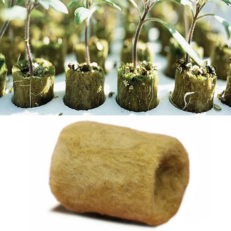 

50/100Pcs 27*20mm Cylindrical Soilless Culture Substrate for Water Cultivation Seedlings Sowing Rock Wool Plug Garden Tools