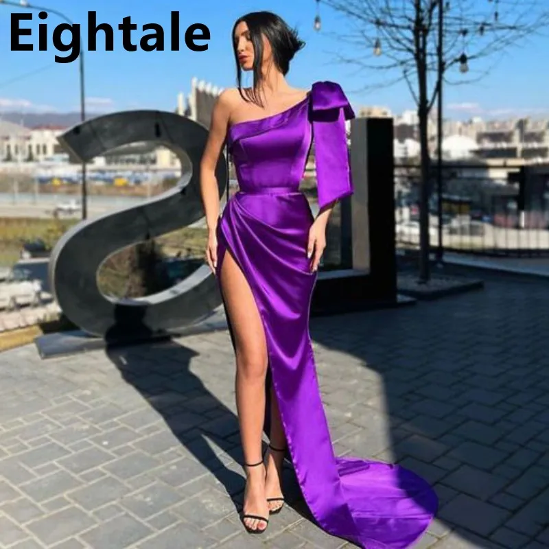 Eightale 2023 One Shouder Purple Evening Dress Side Slit Sexy Mermaid Satin Prom Dress Pleats Party Gown New Arrival
Eightale 2023 One Shouder Purple Evening Dress Side Slit Sexy Mermaid Satin Prom Dress Pleats Party Gown New Arrival