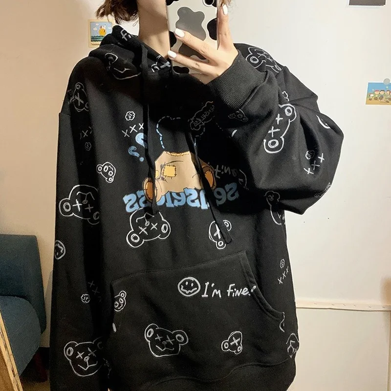 Women Spring Autumn Warm Loose Casual Hoodies with Big Pocket New Cotton Leisure Pullovers Cartoon Teddy Bear Hooded Sweatshirts
Women Spring Autumn Warm Loose Casual Hoodies with Big Pocket New Cotton Leisure Pullovers Cartoon Teddy Bear Hooded Sweatshirts