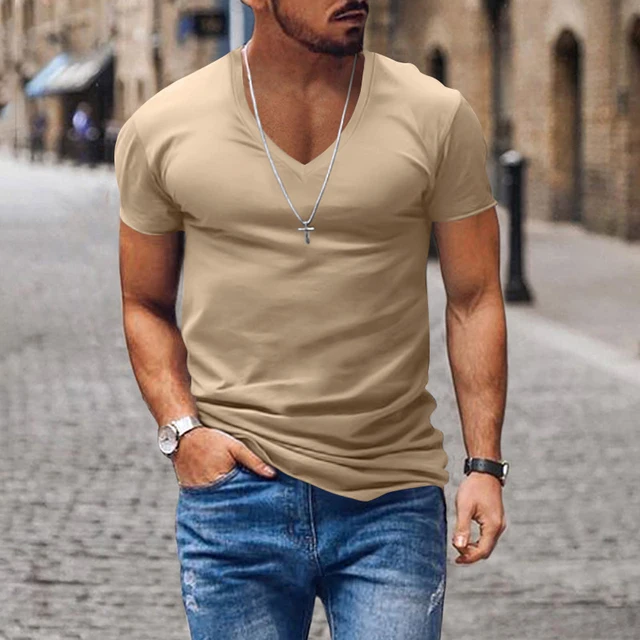 2023 Spring/Summer Short Sleeve V-Neck Casual T-shirt Men's Casual Solid Color Pullover Fashion Loose Men's Basic T-shirt
2023 Spring/Summer Short Sleeve V-Neck Casual T-shirt Men's Casual Solid Color Pullover Fashion Loose Men's Basic T-shirt