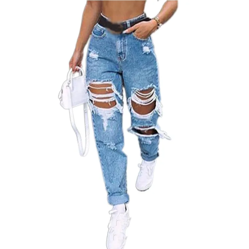 High Waist Ripped Jeans For Women Fashion Straight Leg Causal Blue Full Length Denim Pants Streetwear Baggy Female Hole Trousers
High Waist Ripped Jeans For Women Fashion Straight Leg Causal Blue Full Length Denim Pants Streetwear Baggy Female Hole Trousers