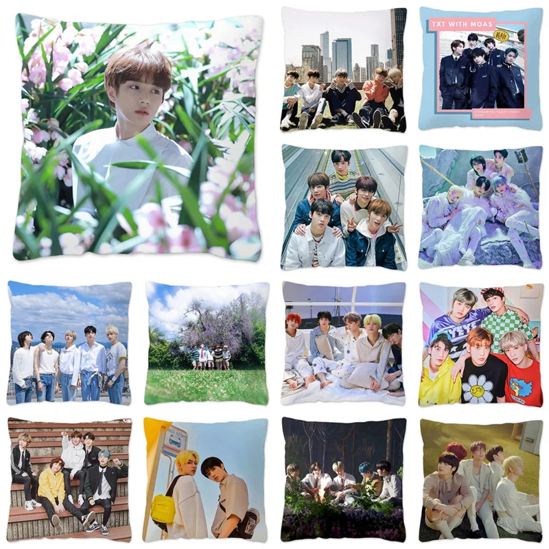Korean Kpop TXT Pillow Case Home Decoration Resuable Pillow Cover for Sofa Living Room Cushion Cover Harajuku Housses De Coussin
Korean Kpop TXT Pillow Case Home Decoration Resuable Pillow Cover for Sofa Living Room Cushion Cover Harajuku Housses De Coussin