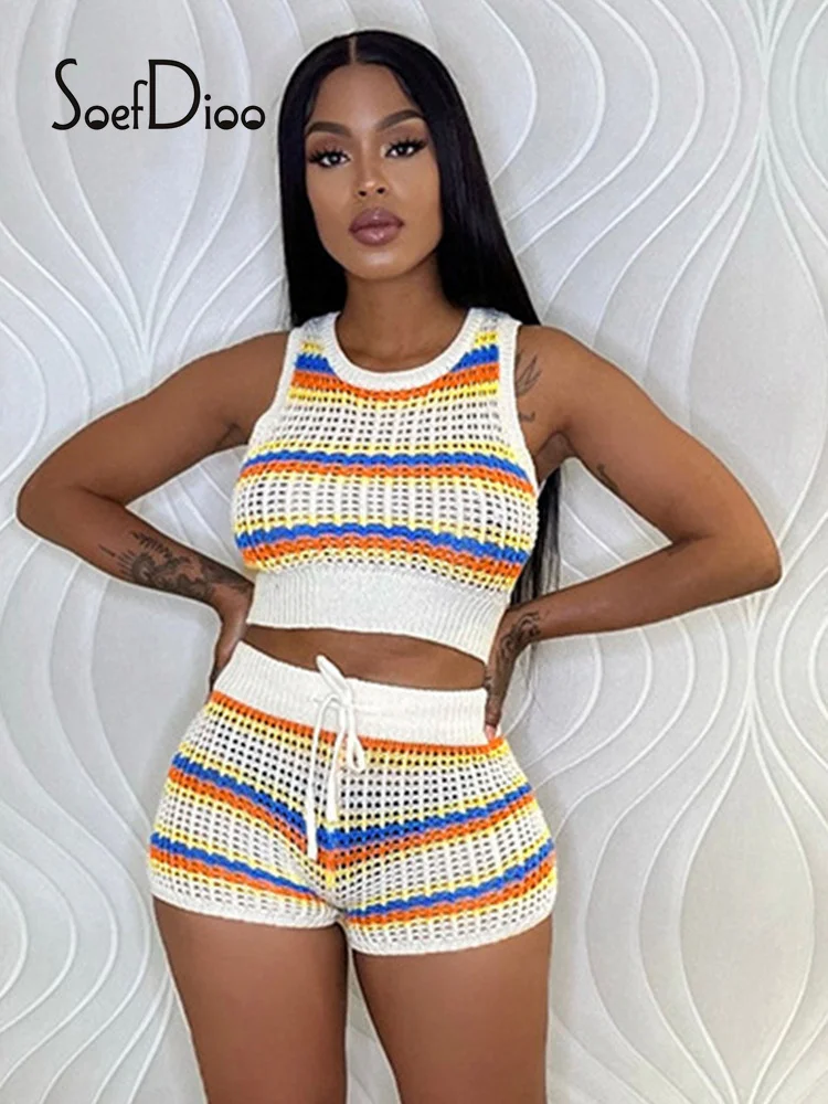 Soefdioo Patchwork Knitted Crop Tank Tops and Drawstring Shorts Two Piece Sets Womens Outfits Autumn 2022 Casual Streetwear
Soefdioo Patchwork Knitted Crop Tank Tops and Drawstring Shorts Two Piece Sets Womens Outfits Autumn 2022 Casual Streetwear