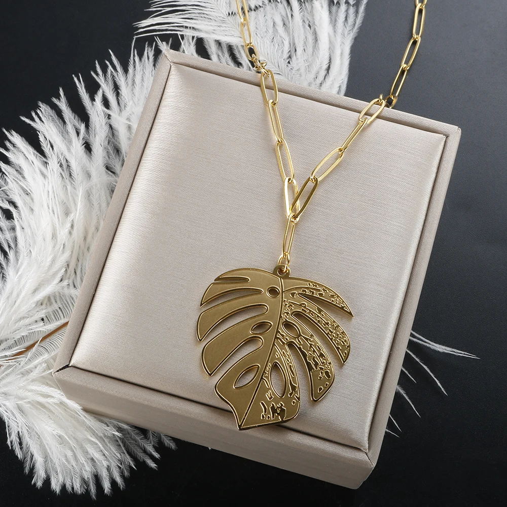 ZMFashion Stainless Steel Leaf Pendant Necklace for Women Man New Fashion Choker Chain Necklaces Party Engagement Jewelry
ZMFashion Stainless Steel Leaf Pendant Necklace for Women Man New Fashion Choker Chain Necklaces Party Engagement Jewelry