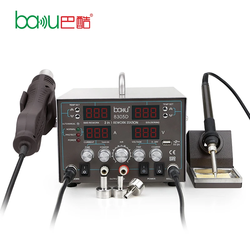 Multifunctional BAKU 3in 1 original smd digital hot air rework desoldering soldering station for wholesales ba-8305D
Multifunctional BAKU 3in 1 original smd digital hot air rework desoldering soldering station for wholesales ba-8305D
