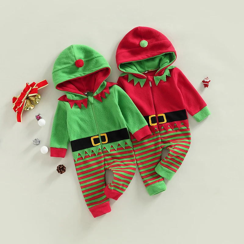 Baby's Clothes Girls Boys Christmas Kids Romper Stripe Patchwork Hooded Long Sleeve Zipper-Up Jumpsuits Autumn Winter Bodysuits
Baby's Clothes Girls Boys Christmas Kids Romper Stripe Patchwork Hooded Long Sleeve Zipper-Up Jumpsuits Autumn Winter Bodysuits