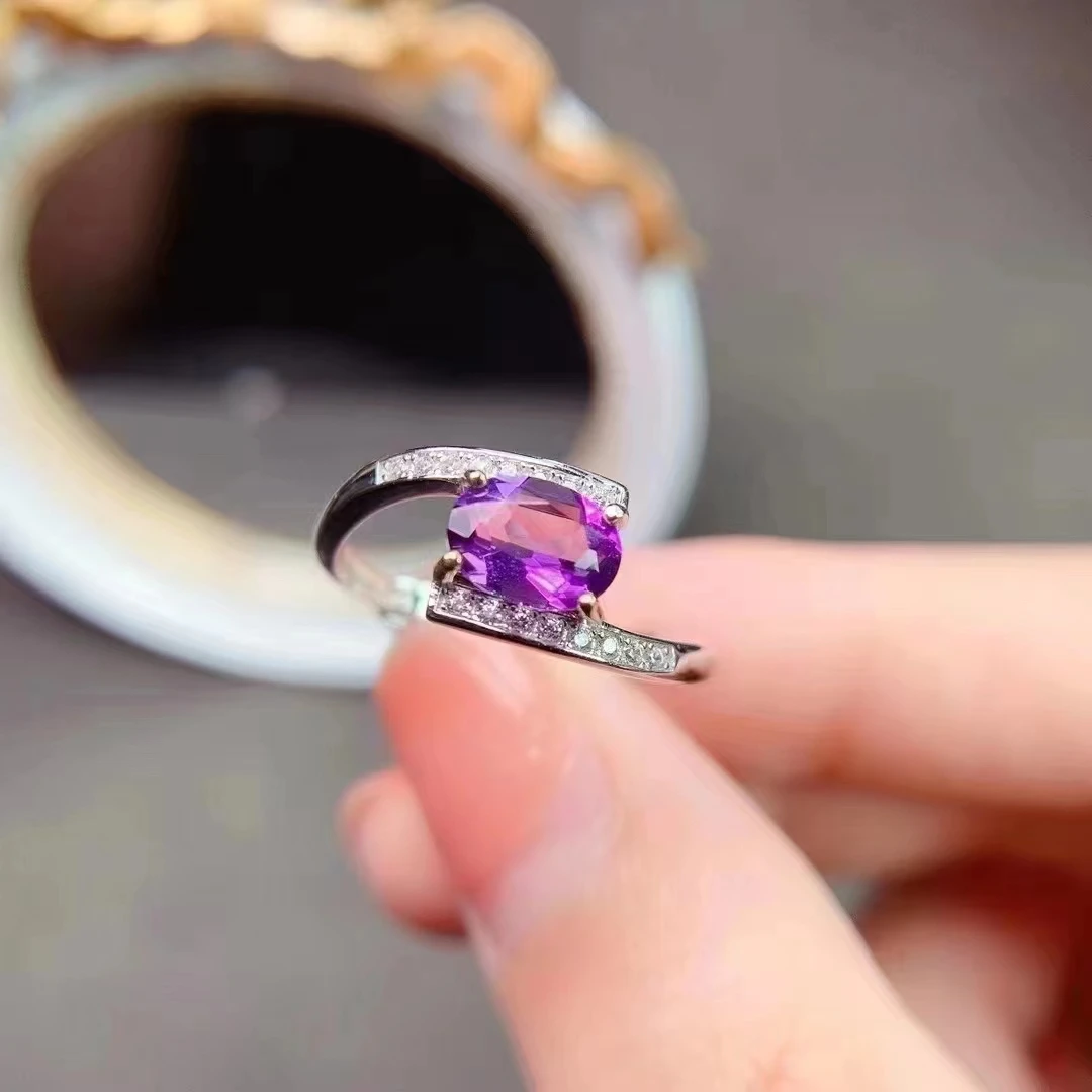 Natural Amethyst Ring S925 Silver Inlay Support Recheck Resizable Rings for Women
Natural Amethyst Ring S925 Silver Inlay Support Recheck Resizable Rings for Women