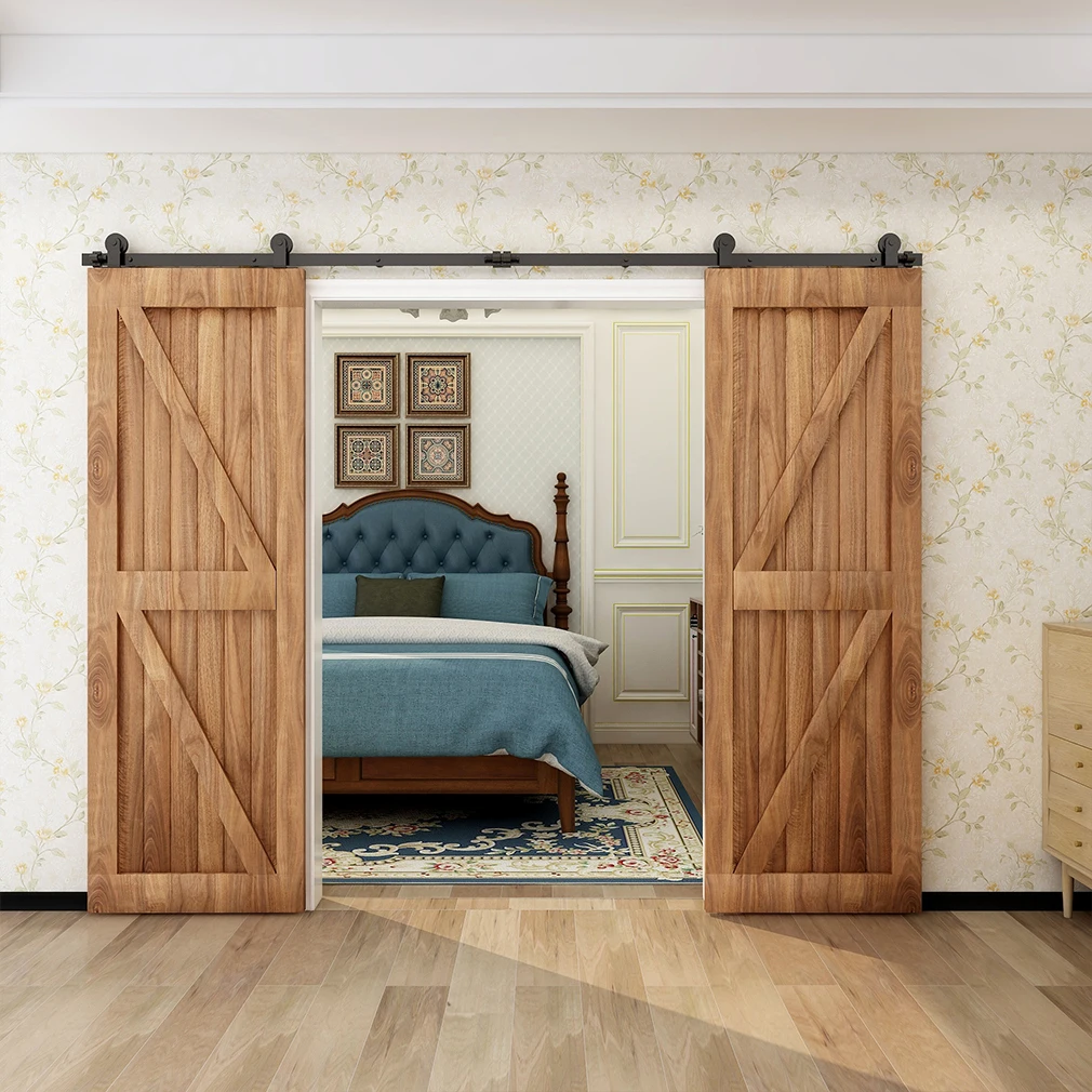 Sliding Barn Door Hardware Kit 122cm-610cm Rail System Industrial Track T Style Roller Hanger for Double Wood Doors 4FT-20FT
Sliding Barn Door Hardware Kit 122cm-610cm Rail System Industrial Track T Style Roller Hanger for Double Wood Doors 4FT-20FT