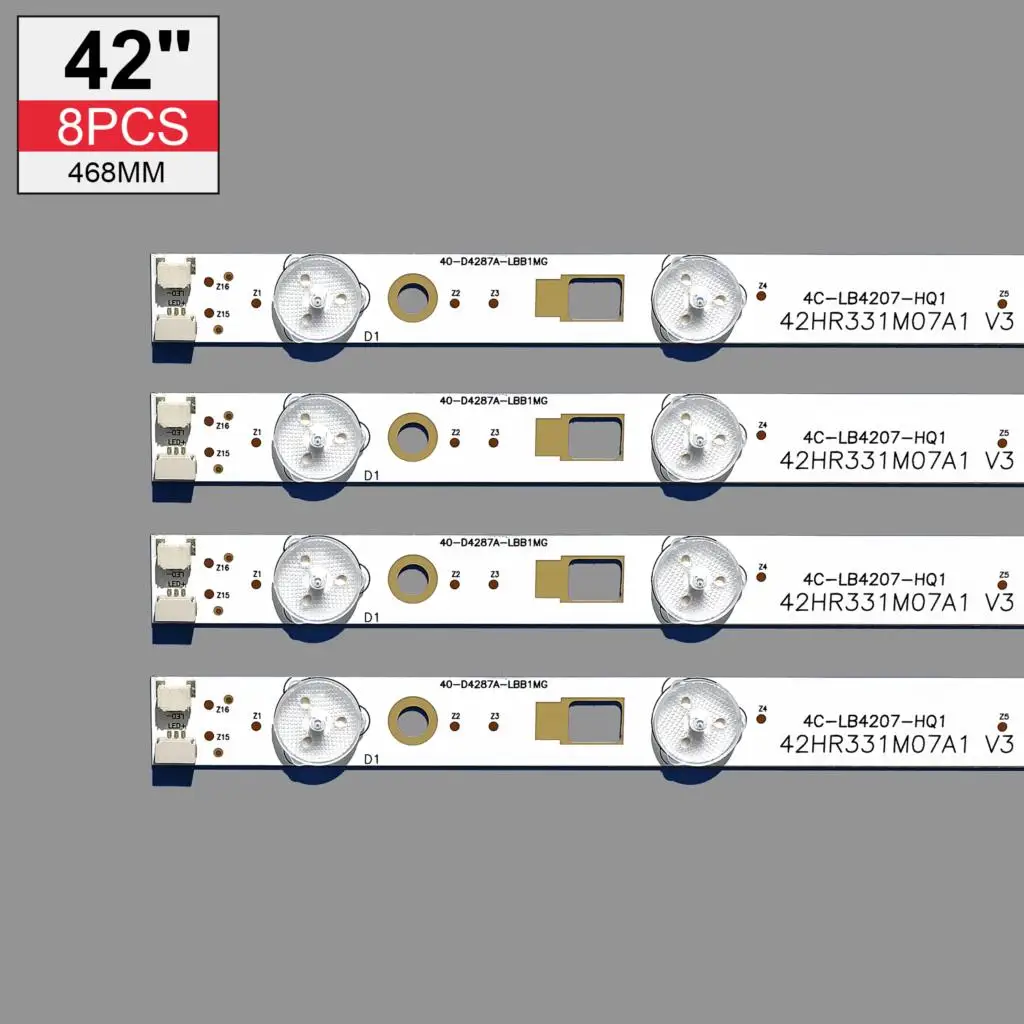 8PCS Original LED strip for L42F1600E light bar 40-D4287A-LBA2LIG 42HR331M07A1 4C-LB4207-YH6 4C-LB4207-HQ1
8PCS Original LED strip for L42F1600E light bar 40-D4287A-LBA2LIG 42HR331M07A1 4C-LB4207-YH6 4C-LB4207-HQ1