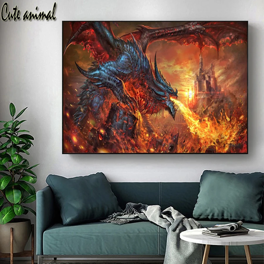 5D DIY Diamond Painting Fierce Fire Breathing Dragon Picture Full Diamond Mosaic Embroidery Crystal Cross Stitch Kits Castle
5D DIY Diamond Painting Fierce Fire Breathing Dragon Picture Full Diamond Mosaic Embroidery Crystal Cross Stitch Kits Castle