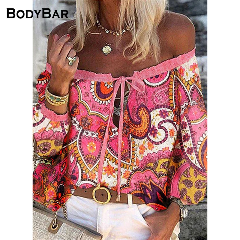 Vintage Feminine Blouse One-word Collar Flared Sleeves Shirt Spring Holiday Style Blusa Female Printed Chiffon Shirt 3XL Clothes
Vintage Feminine Blouse One-word Collar Flared Sleeves Shirt Spring Holiday Style Blusa Female Printed Chiffon Shirt 3XL Clothes