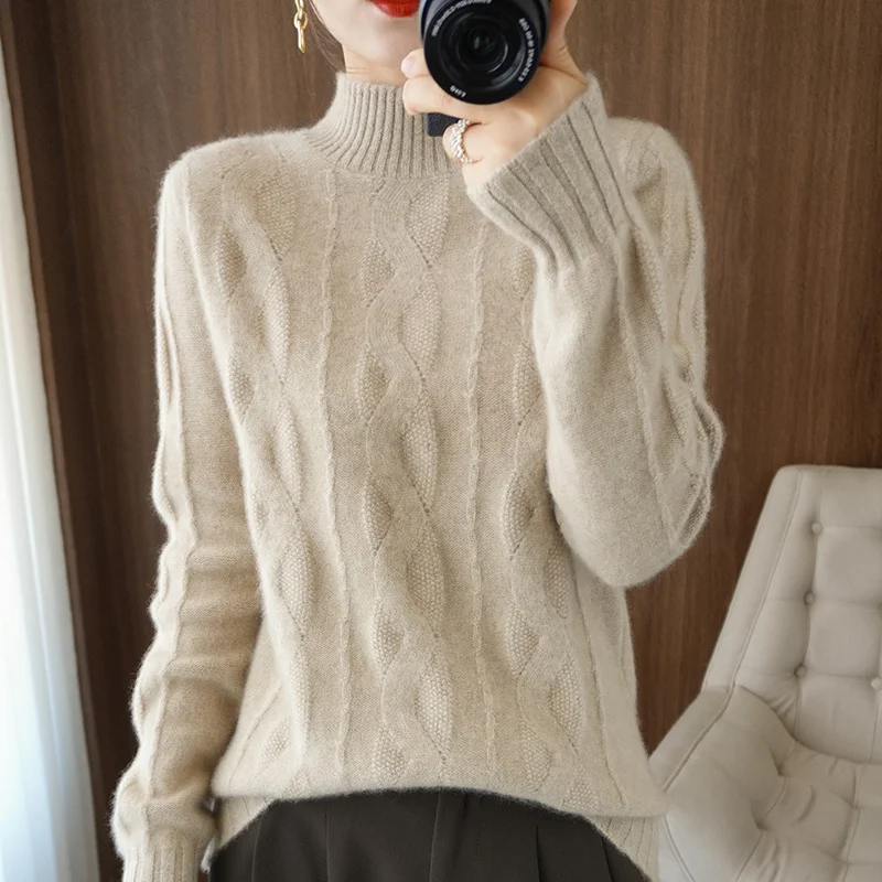 100% pure wool cashmere sweater fall/winter 2021 ladies half high neck pullover casual knit tops Korean large size female jacket
100% pure wool cashmere sweater fall/winter 2021 ladies half high neck pullover casual knit tops Korean large size female jacket