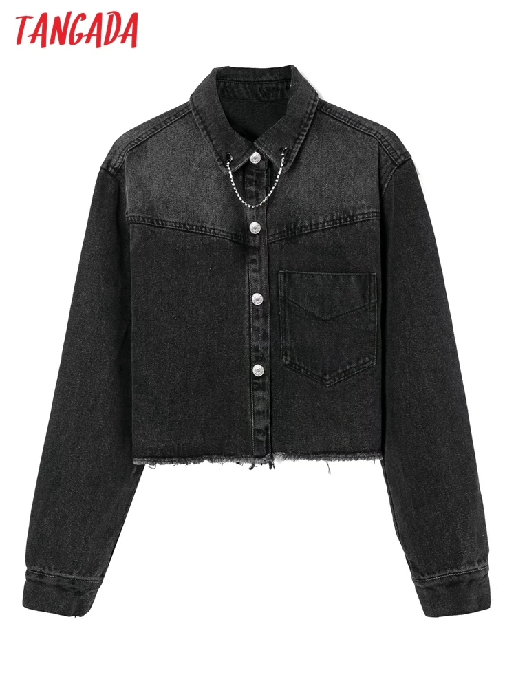 Tangada 2022 New Women Black Denim Crop Jacket Coat Jewelry Ladies Long Sleeve Loose Oversize Coat 6H46
Tangada 2022 New Women Black Denim Crop Jacket Coat Jewelry Ladies Long Sleeve Loose Oversize Coat 6H46