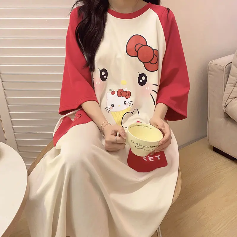 Sanrio милый мультяшный My Melody Hellokitty Cinnamoroll хлопковая летняя тонкая ночная рубашка с коротким рукавом большого размера домашнее обслуживание
Sanrio милый мультяшный My Melody Hellokitty Cinnamoroll хлопковая летняя тонкая ночная рубашка с коротким рукавом большого размера домашнее обслуживание