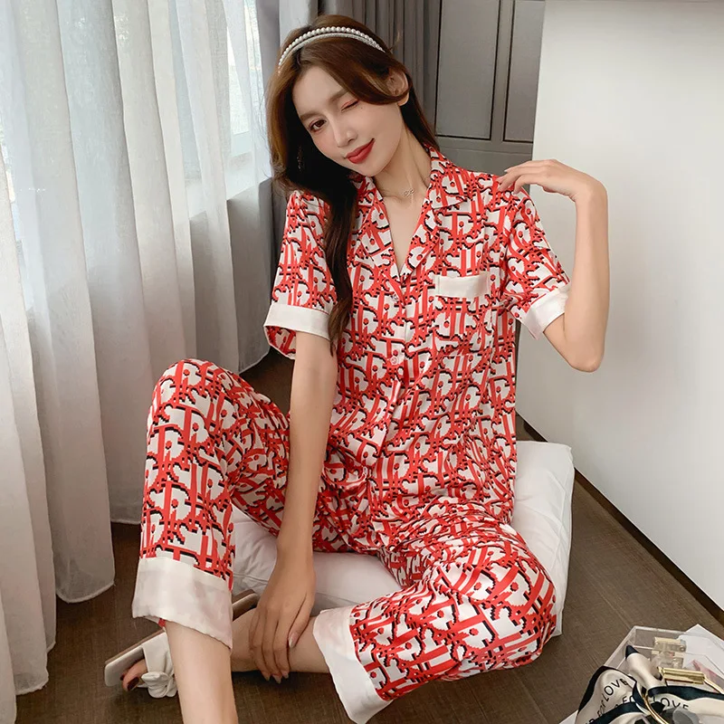Print Flower 2PCS Pajamas Suit Short Sleeve Sleepwear Female Sleep Set Casual Summer New Intimate Lingerie With Pocket
Print Flower 2PCS Pajamas Suit Short Sleeve Sleepwear Female Sleep Set Casual Summer New Intimate Lingerie With Pocket