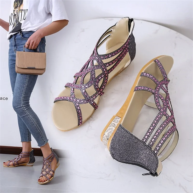 Plus Size Ladies Sandals Summer 2021 New Casual Back Zipper Lightweight Cross Sequin Decoration sandals women shoes for women
Plus Size Ladies Sandals Summer 2021 New Casual Back Zipper Lightweight Cross Sequin Decoration sandals women shoes for women