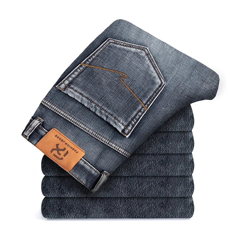 Winter Fleece Thick Warm Zippered Pocket Design Denim Classic Business Casual Men's Fitted Straight Stretch Mid-high Waist Jeans
Winter Fleece Thick Warm Zippered Pocket Design Denim Classic Business Casual Men's Fitted Straight Stretch Mid-high Waist Jeans