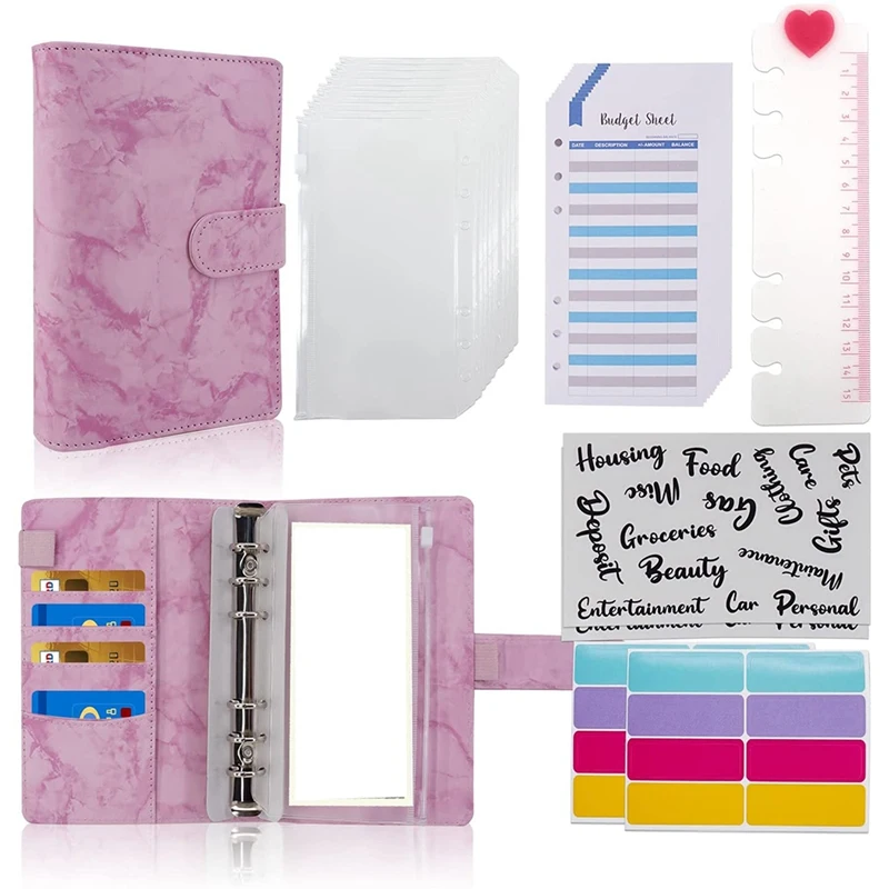 A6 PU Budget Binder With Clear Cash Envelopes,Budget Sheets And Label Stickers,For Money Saving Envelopes Organizer
A6 PU Budget Binder With Clear Cash Envelopes,Budget Sheets And Label Stickers,For Money Saving Envelopes Organizer
