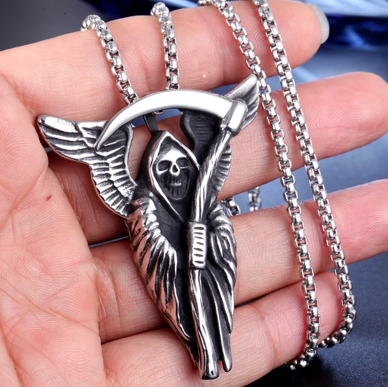 ANGLANG Stainless Steel Santa Muerte Pendant Holy Death Unisex Pendant Jesus Hip Hop Pendant Chain Necklace Bling Party Jewelry
ANGLANG Stainless Steel Santa Muerte Pendant Holy Death Unisex Pendant Jesus Hip Hop Pendant Chain Necklace Bling Party Jewelry
