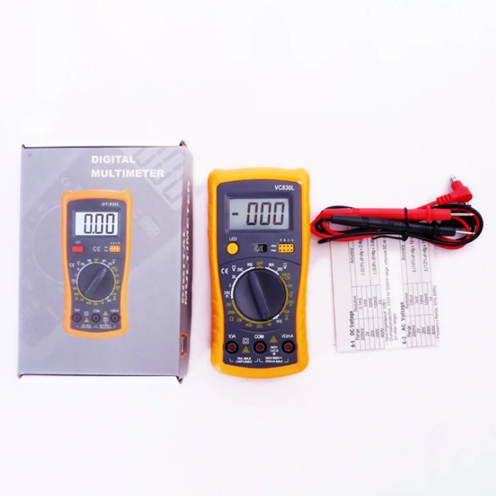 A830L Electric Multimeter Handheld AC/DC Display Tester Meter Professional Digital Multimeter Ammeter Multitester
A830L Electric Multimeter Handheld AC/DC Display Tester Meter Professional Digital Multimeter Ammeter Multitester