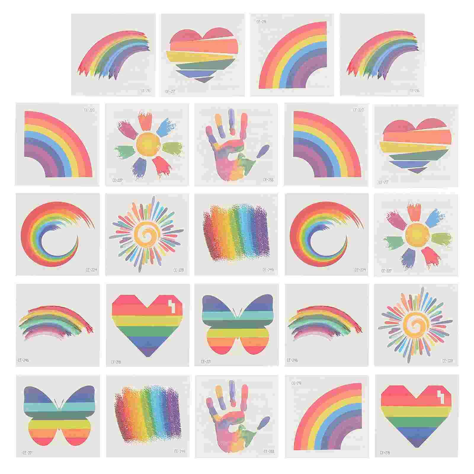 

24 Pcs Mexico Sticker Face Stickers Rainbow Temporary Tattoos Body Water Transfer Parades Gay Pride