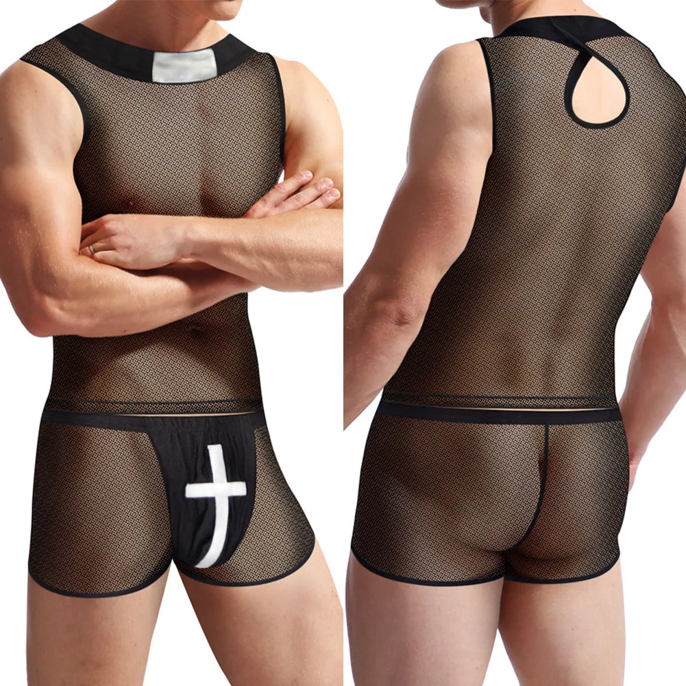 Mens See Through Mesh Tank Top Vest Gymnastics Muscle T-Shirt And Shorts Bikini String Hollow Transparent Sexy Erotic Homens
Mens See Through Mesh Tank Top Vest Gymnastics Muscle T-Shirt And Shorts Bikini String Hollow Transparent Sexy Erotic Homens