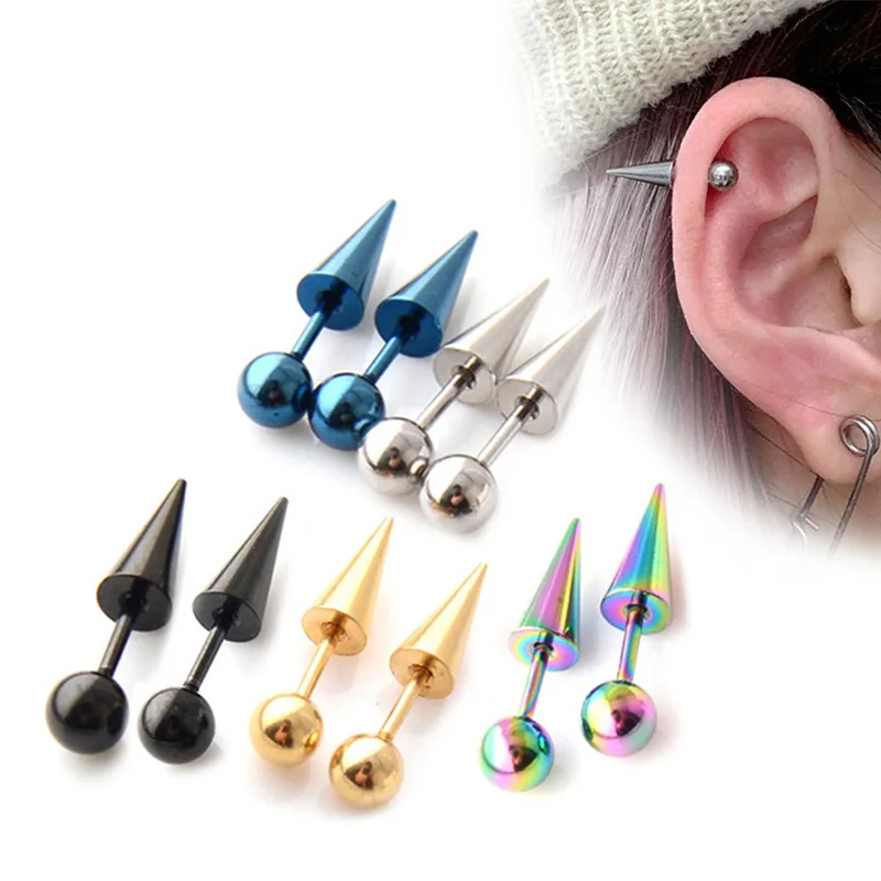 2pcs Fashion Women Men Round Ball Spike Cone Tip Titanium Steel Screw Back (Pierced) Stud Earrings Punk Gothic Jewelry Gifts
2pcs Fashion Women Men Round Ball Spike Cone Tip Titanium Steel Screw Back (Pierced) Stud Earrings Punk Gothic Jewelry Gifts