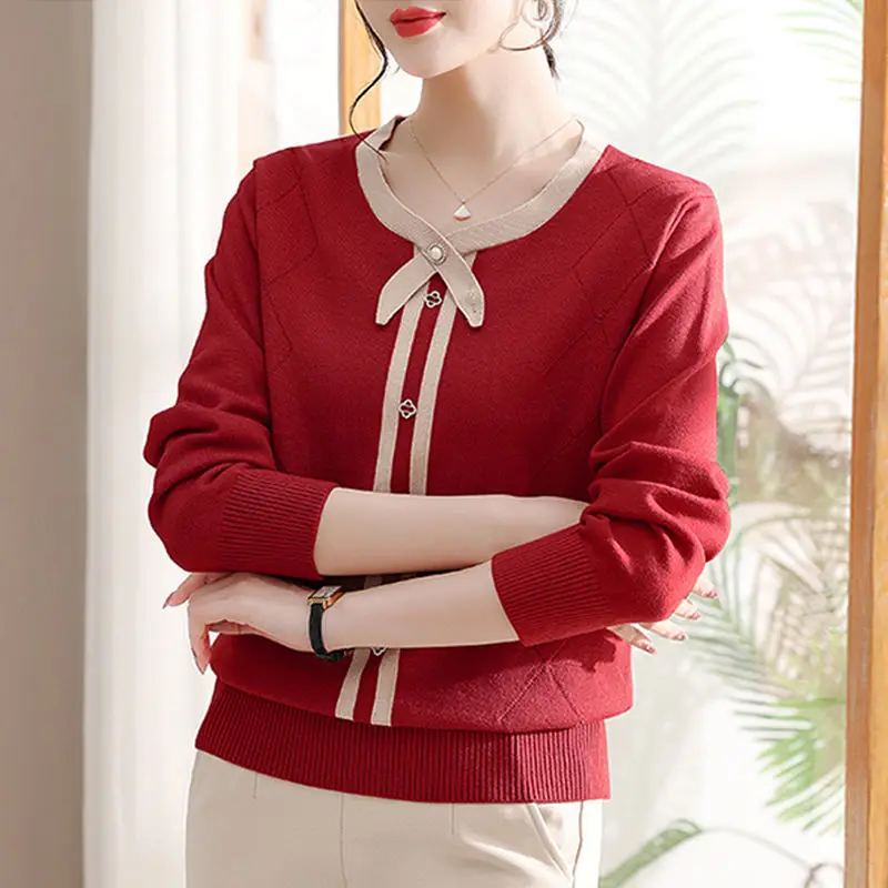 Four Leaf Button Temperament Geometric New Loose Sweaters Nail Bead Decorate Knitting Pullovers Red Long Sleeve Three Colors 2XL
Four Leaf Button Temperament Geometric New Loose Sweaters Nail Bead Decorate Knitting Pullovers Red Long Sleeve Three Colors 2XL