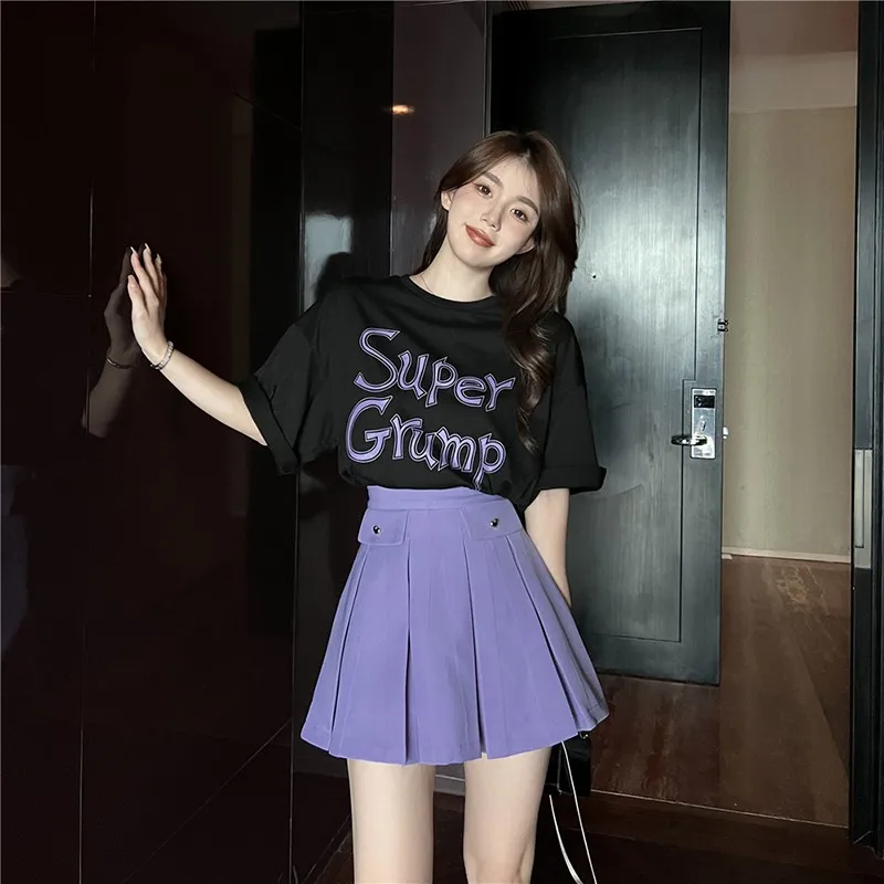 New Arrival Summer Korean Style Women Loose Casual Short Sleeve Letter Print T Shirt All-matched O-neck Cotton T-shirt V490
New Arrival Summer Korean Style Women Loose Casual Short Sleeve Letter Print T Shirt All-matched O-neck Cotton T-shirt V490