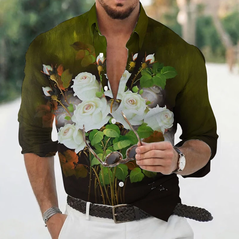 Men's Autumn Polyester Long Sleeve Shirt Floral Print Casual Male Top Turn-down Collar Shirts Clothes Blouse Clothing For Men
Men's Autumn Polyester Long Sleeve Shirt Floral Print Casual Male Top Turn-down Collar Shirts Clothes Blouse Clothing For Men