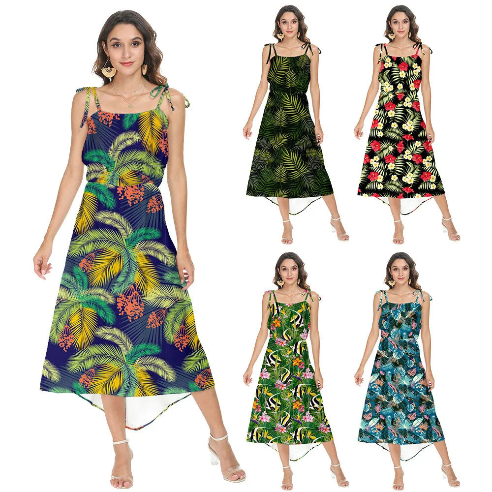 summer dress Women sling waist Asymmetric Fishtail Dress palm leaves Printing Casual Sleeveless Vacation Midi floral Dress
summer dress Women sling waist Asymmetric Fishtail Dress palm leaves Printing Casual Sleeveless Vacation Midi floral Dress