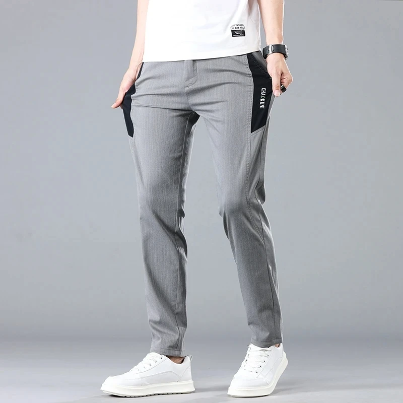 Spring Summer Men's Thin Stretch Casual Pants Contrasting Color Design Korean Business Fashion Elastic Waist Trousers Male Brand
Spring Summer Men's Thin Stretch Casual Pants Contrasting Color Design Korean Business Fashion Elastic Waist Trousers Male Brand