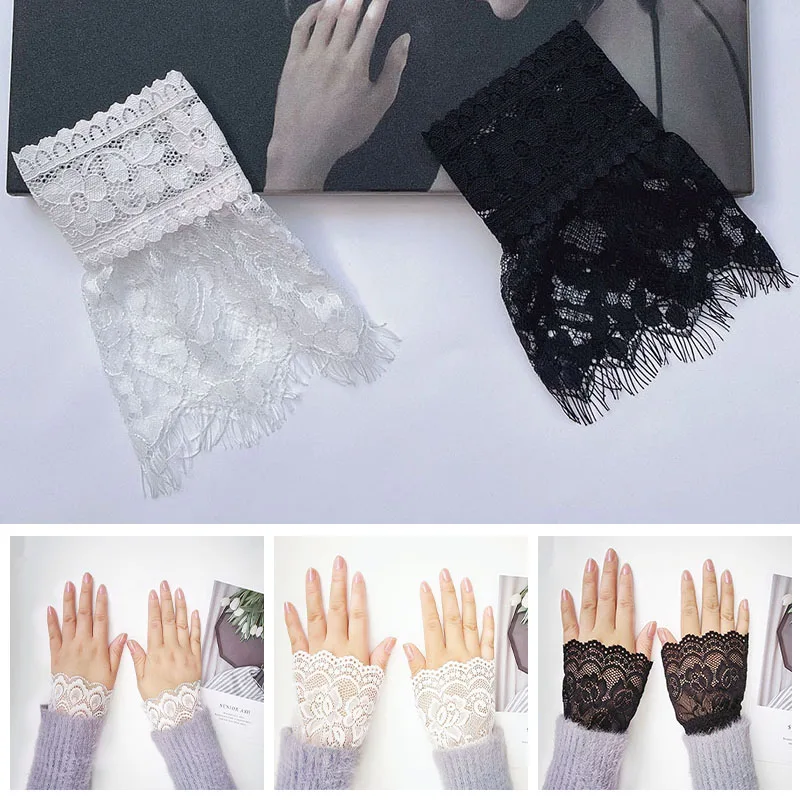 Female Sweater Fake Sleeves Hollow Out Crochet Floral Lace Horn Cuffs Embroidery Flounces Ruffles Elastic Wrist Warmers
Female Sweater Fake Sleeves Hollow Out Crochet Floral Lace Horn Cuffs Embroidery Flounces Ruffles Elastic Wrist Warmers